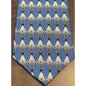 Franco Fossi, Blue, Gold, 100% Silk, Men’s Neck Tie, Made In Usa